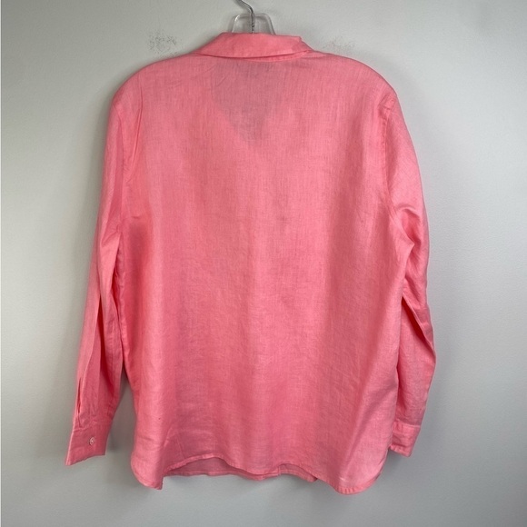 J.Jill 100% linen salmon color button down top blouse Mp - Picture 12 of 15